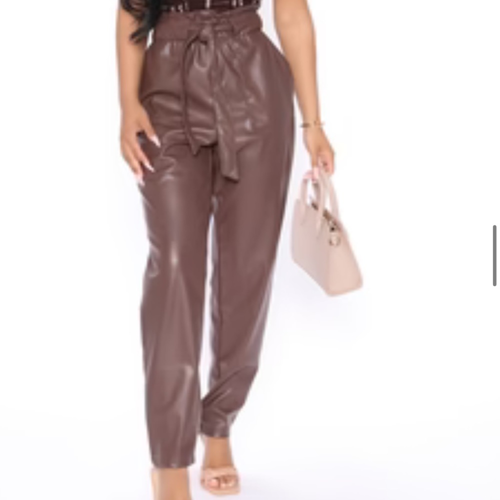 Belted Faux Leather.